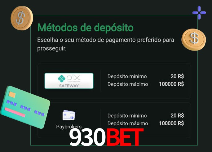 O cassino 930Bet oferece uma grande variedade de métodos de pagamento